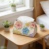 Artistic Colorful Flower Pattern Leather Tissue Holder Portable Napkin Dispenser Perfect For Home And Office Use