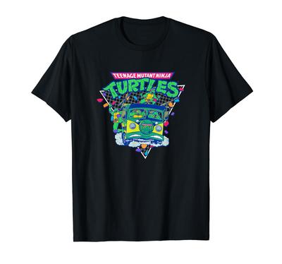 Teenage Mutant Ninja Turtles Retro Grid Surfing Van Logo T-Shirt