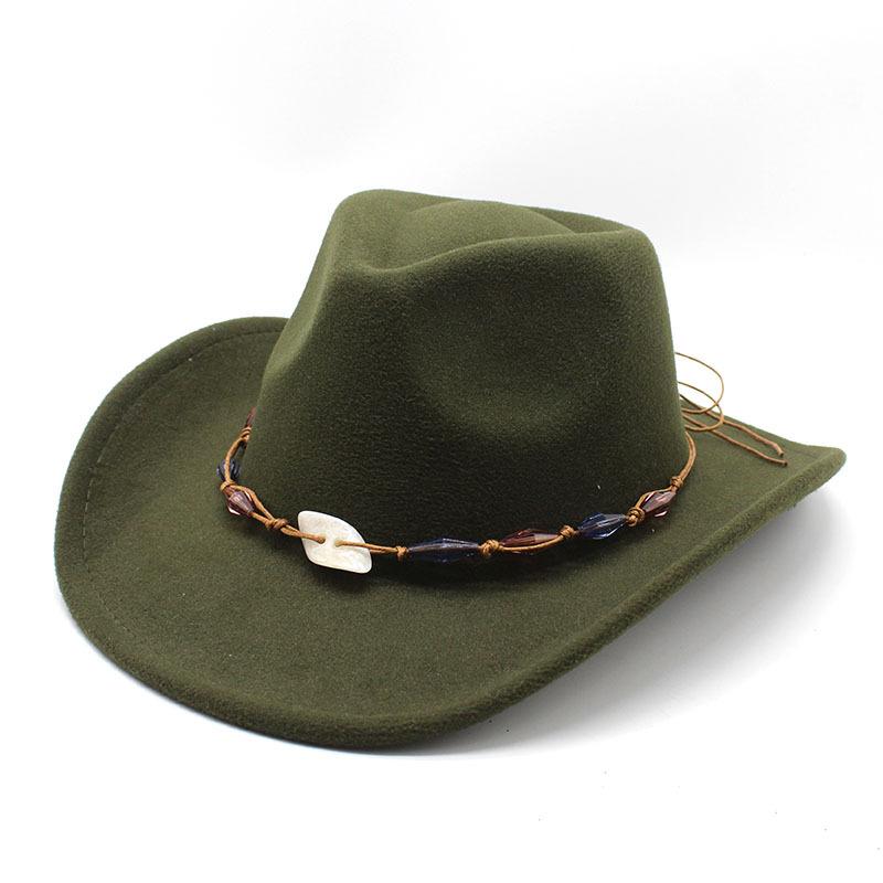Western Cowboy Vintage Wool Jazz Hat Felt Men'S And Women'S Prairie Top Hat