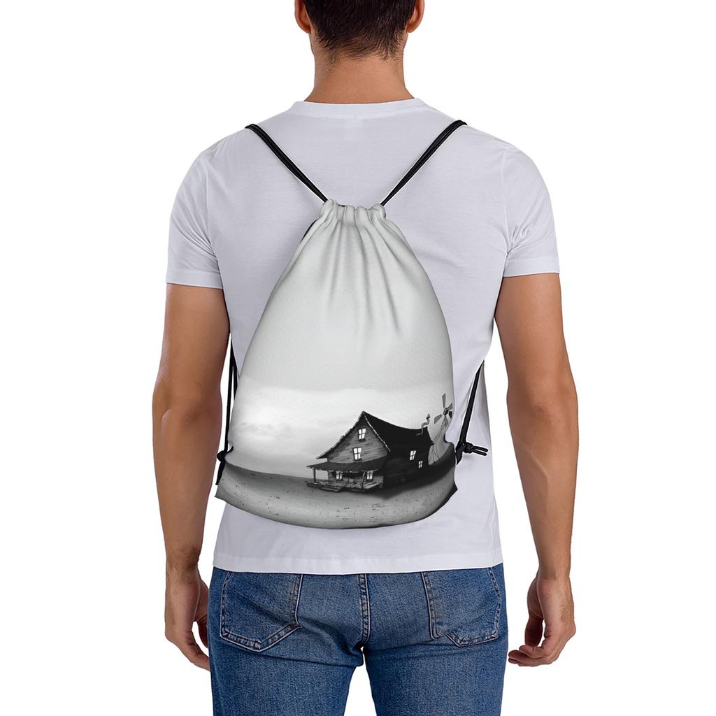 Custom Cowardlyes Dogs Anime Drawstring Backpack Bags Lightweight Surreal Humour Gym Sports Sackpack Sacks for Traveling
