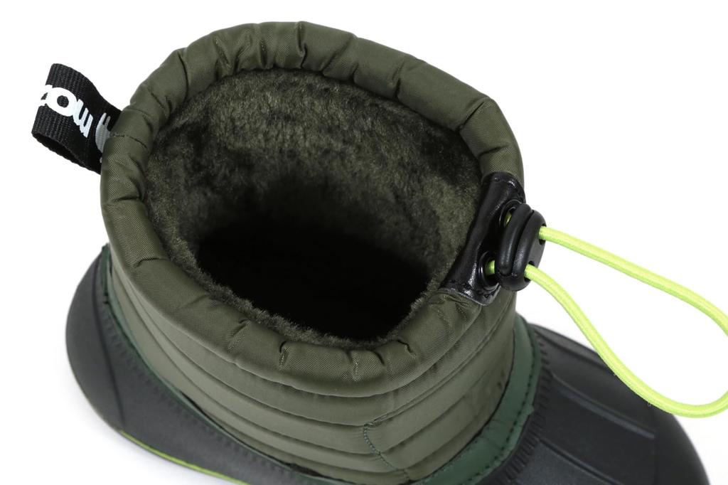 Down Boots with inner fleece elastic drawstring warm winter cm [MOZ] Bean, lining, closure, boots, kids' size, khaki, 18.0