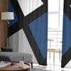 Navy Blue Black Grey Geometric Square Voile Sheer Curtains Living Room Window Tulle Curtain Kitchen Bedroom Drapes Home Decor