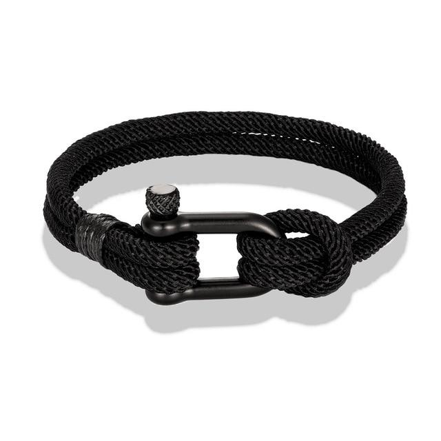 Bracelet de survie en forme de U pour homme et femme, en acier inoxydable noir, avec boucle de sport