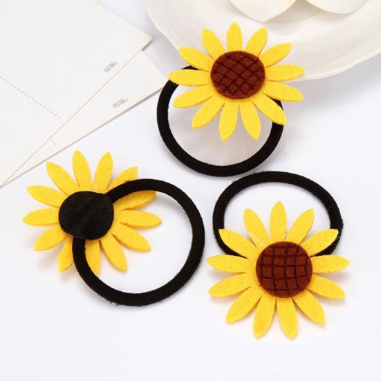 5 Stück Sonnenblumen-elastische Haargummis, Bänder, Seilringe, Pferdeschwanzhalter für Mädchen und Frauen