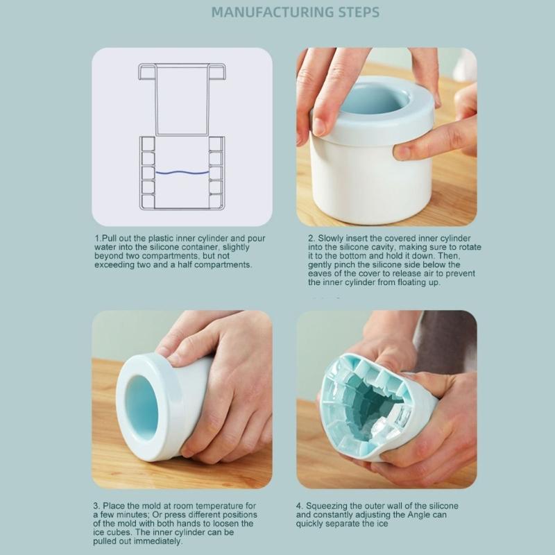 Heat Resistant Silicone Ice Cubes Mold For Cocktails And Drink Portable Cylinder Ice Mould Kitchen Accessories