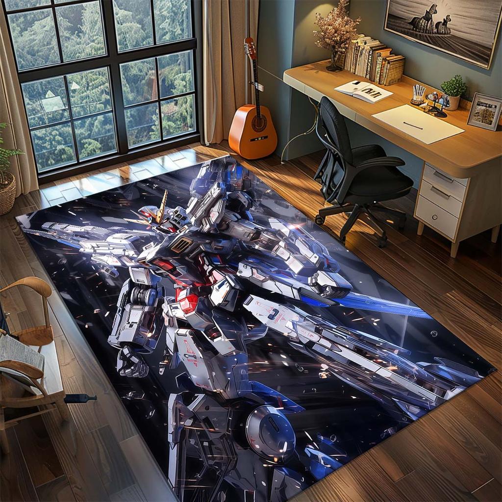 Gundam Anime Mecha Robot Rug Carpet Large Area Rug Non Slip Washable Floor Mat Gamer Room Bedroom Home Decor
