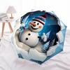 1pc Snowman Winter Scene Automatic Folding Umbrella, 8 Ribs Iron Frame, Suitable for Outdoor Travel and Daily Use Yy251120254