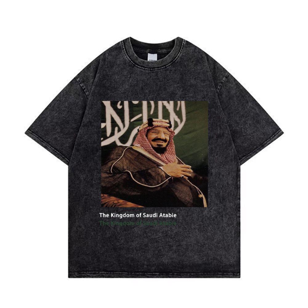 Saudi National Day T-shirt 100% Cotton Clothing Short Sleeve Tops Eid Al-Fitr Tshirt Washed T Shirts Summer Tees Casual Top