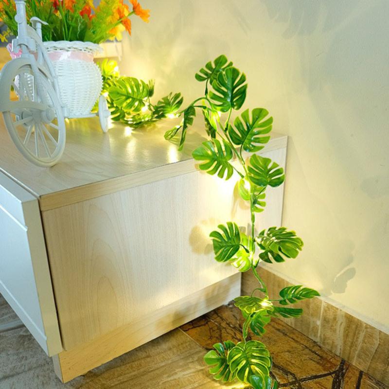 Monstera Leaves Umělá vinná réva String Lights Pohádková lampa do ložnice Obývací pokoj Party Dekorace