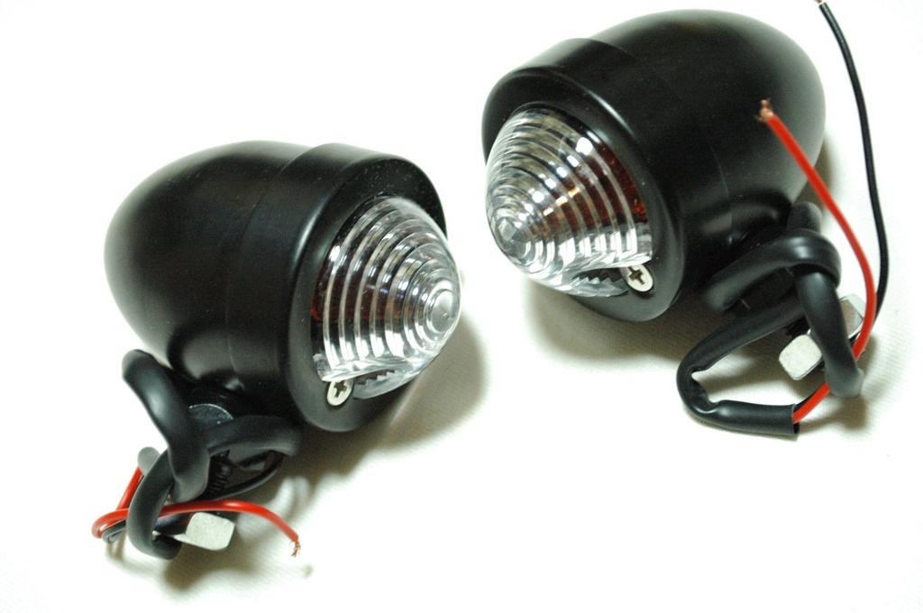 Universal Billet Bullet Turn Signals of for American Motorcycles Black with Clear (Set 2) [ADVANTAGE] (2 Lenses)