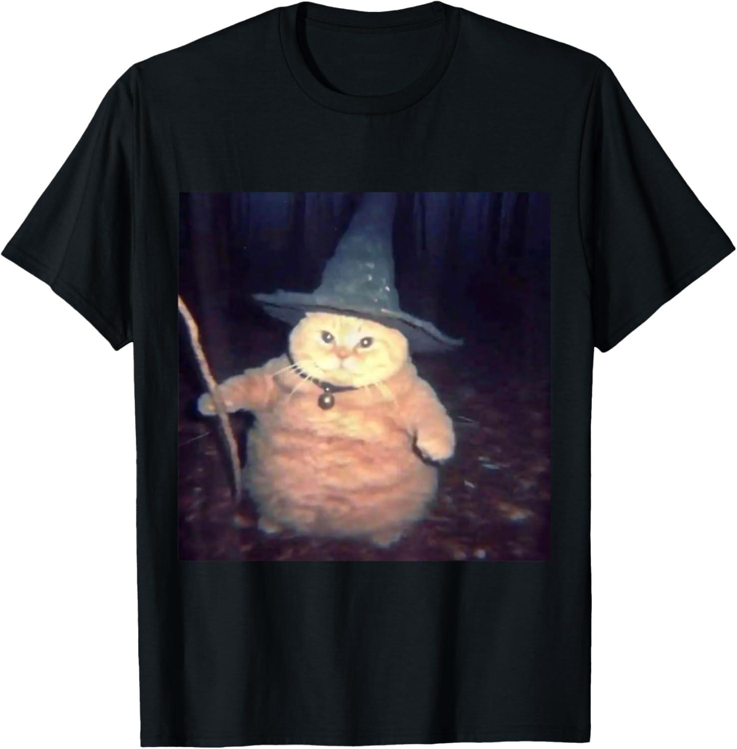 ODFSND Wizard Cat Weird Funny Halloween Cat Meme T-Shirt XXXXXL чёрный