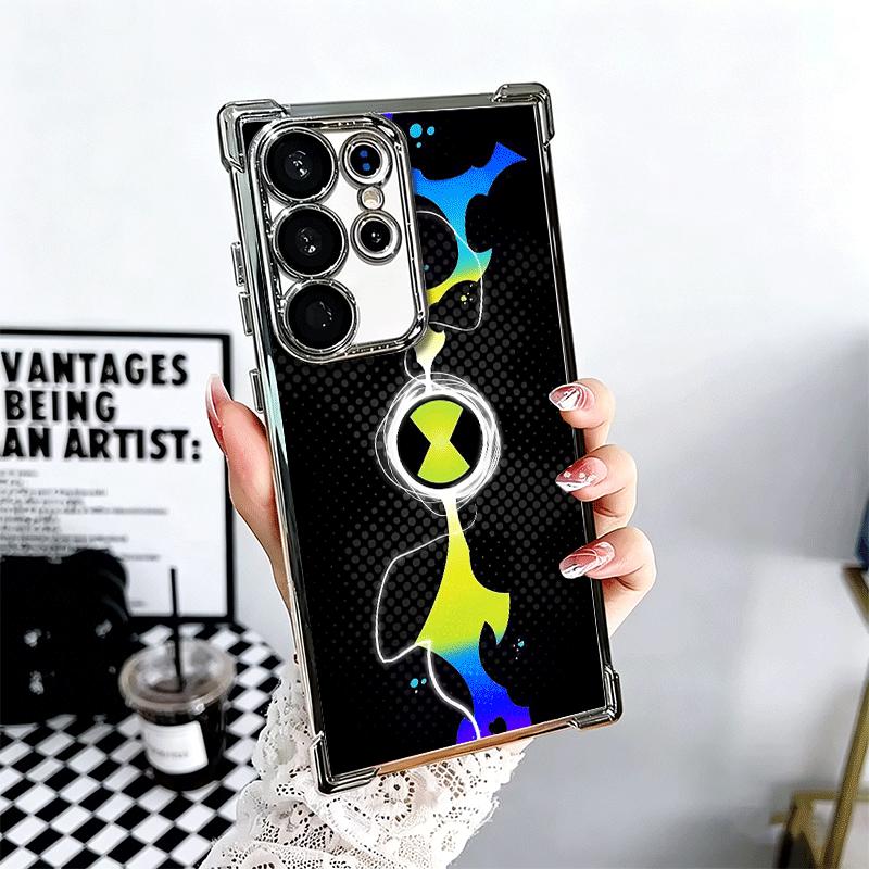 Cartoon Ben 10 Plating Phone Case For Samsung Galaxy S24 S25 FE S26 Edge S23 Ultra S22 S21 Plus S20 Anti-Fall Airabag Cover