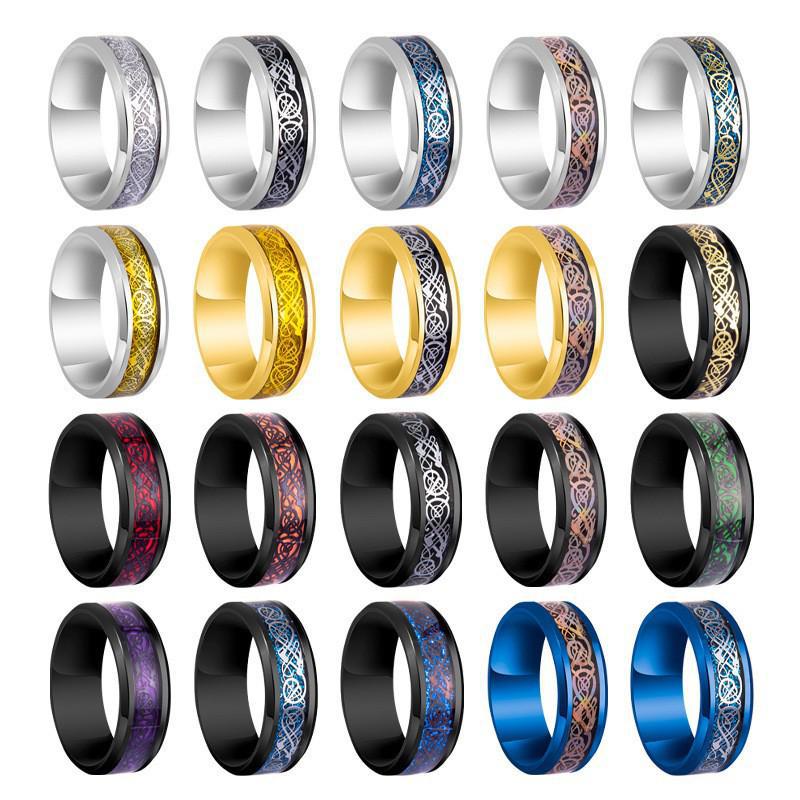 Men's Dragon Pattern Ring - Popular New Design Dragon Pattern Ring with Dragon Plate Stainless Steel Ring Small Jewelry