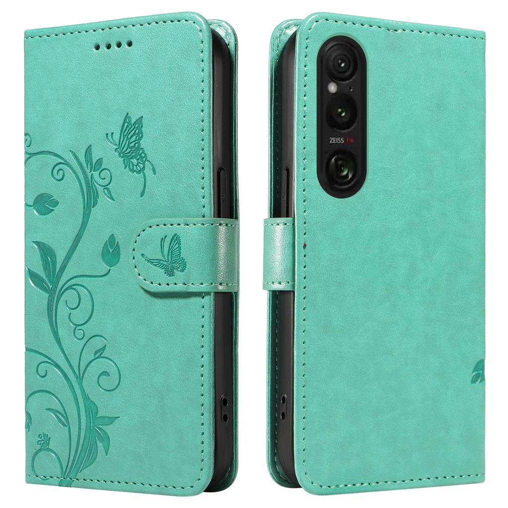 For Sony Xperia 1 VI PU Leather Cases Flower Pattern Wallet Stand Phone Cover with Strap