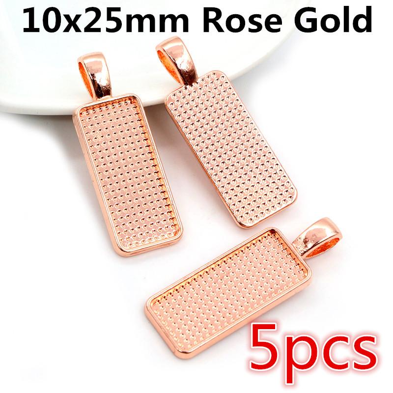 Hot Sales 10X25/10x50/25x50mm Cameo Rectangle Bezels Blank Pendant Cabochon Base Setting For Jewelry Making Accessories Supplies