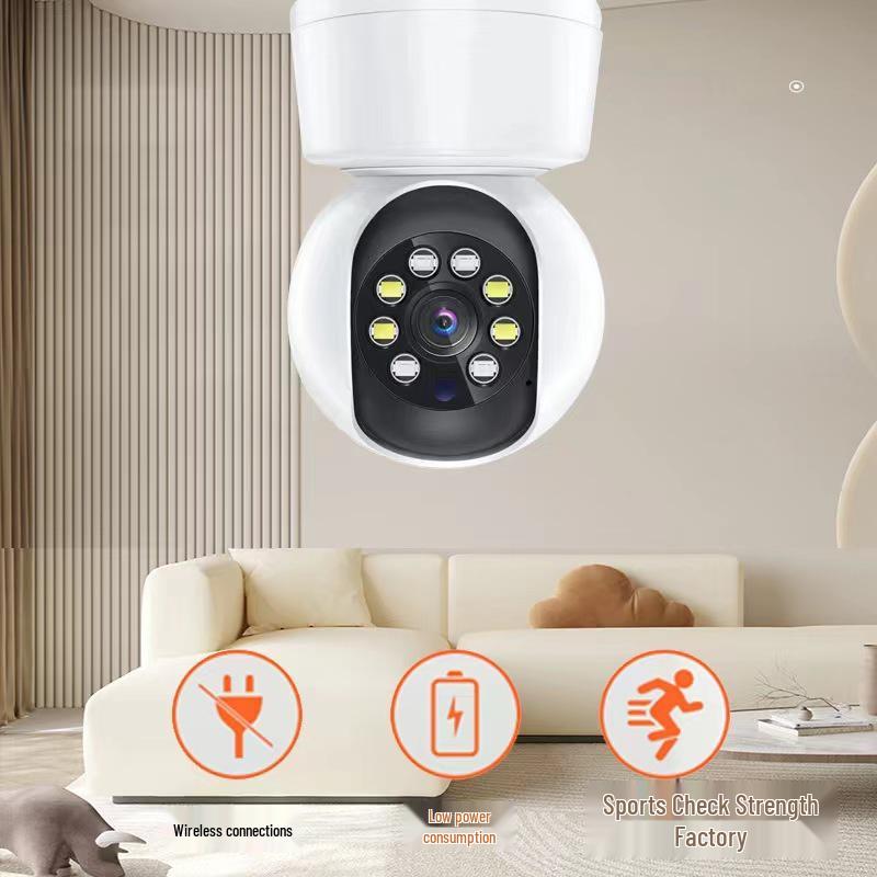 360° Night Vision Monitor: HD Surveillance Camera with Mobile Connectivity & Full Rotation, No Blind Spots