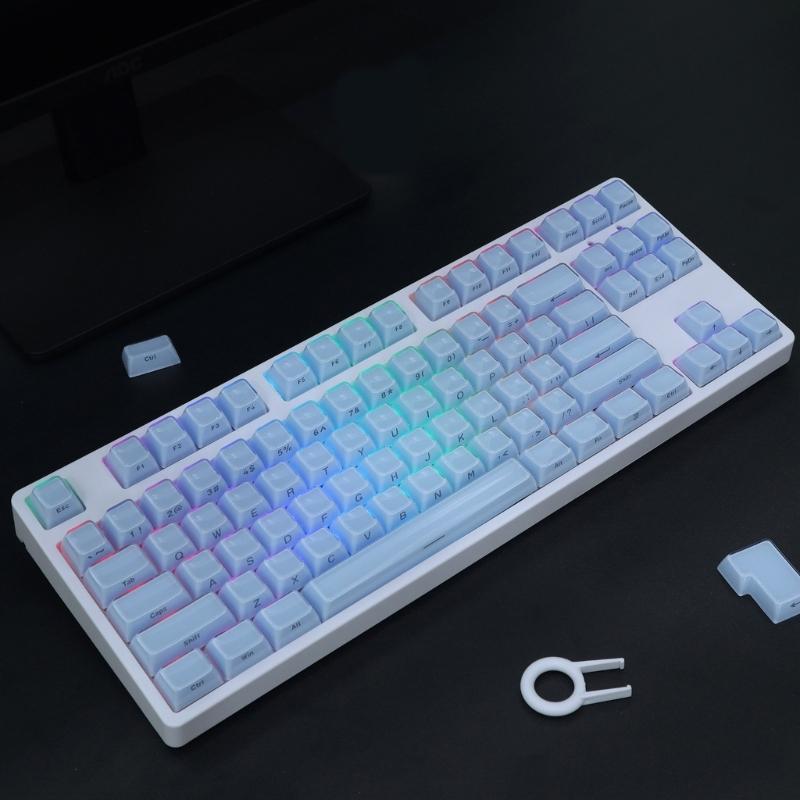 113Key PC Keycaps Set for Mechanical Keyboards with Double Shot Injections OEM Profile Keycap Crystal Jelly Design
