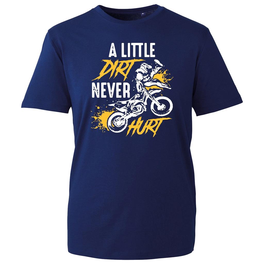 Motocross T Shirt, A Little Dirt Never Hurt Dirt Biker Lovers Gamers Unisex Tee