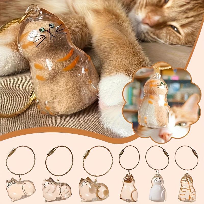 1PC Memorial Pet Fur Storage Pendant Transparent Cat Storage Keychain Cat Hair Preservation Keyring Accessory Cat 5x4cm