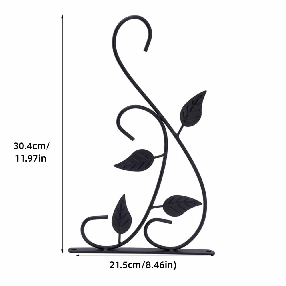 2pcs Black Wall Mount Plant Hook 11.97x8.46in Outdoor Plant Bracket Living Room