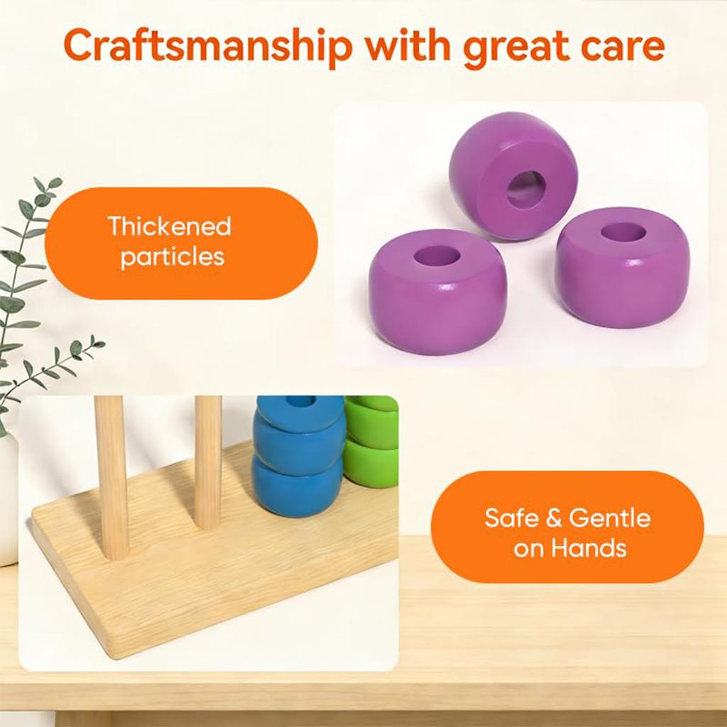 Wooden Bead Counting Toy for Children Large Size Bead Matching Game Educational Early Learning Tool with Sturdy Frame for Home and Classroom Use