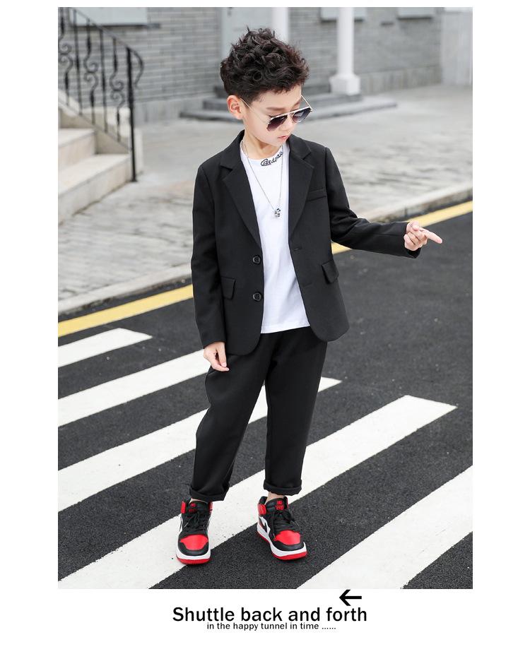 High Street Handsome Three-Piece Boy's Suit: White Long-Sleeve Shirt & Street Style Casual Set for Kids