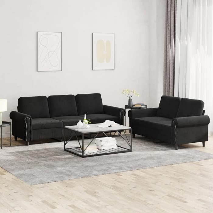 VidaXL Ensemble de Canapés avec Coussins 2 pcs, Canapés avec Accoudoirs et Dossier, Ensemble de Meubles, Mobilier de Salon, 3202255