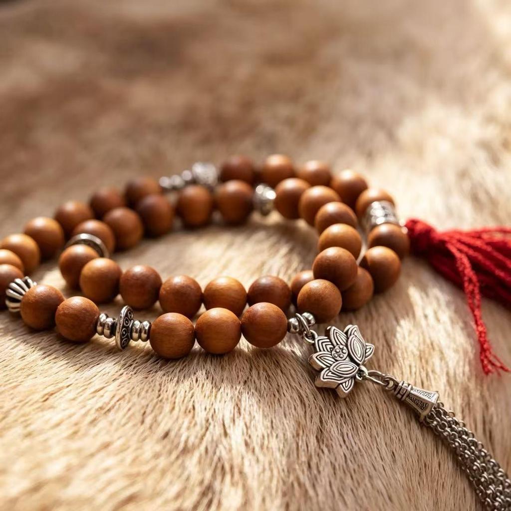 Exquisite Sandalwood Multi-strand Bracelet with Ethnic Buddhist Beads