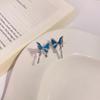 S925 Silver Needle Retro Style Irregular Blue Love Stud Earrings High Sense Trendy Earrings Contrasting Color Personalized Earrings