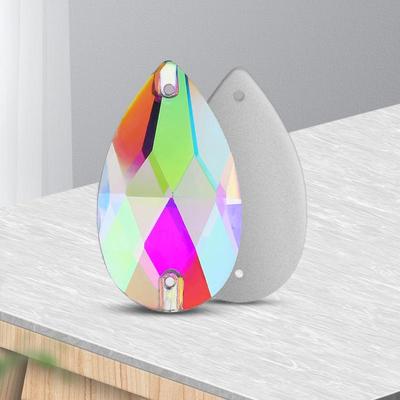 Tropfenförmige Verzierungen aus Kristallglas mit Doppelloch für DIY-Nähprojekte