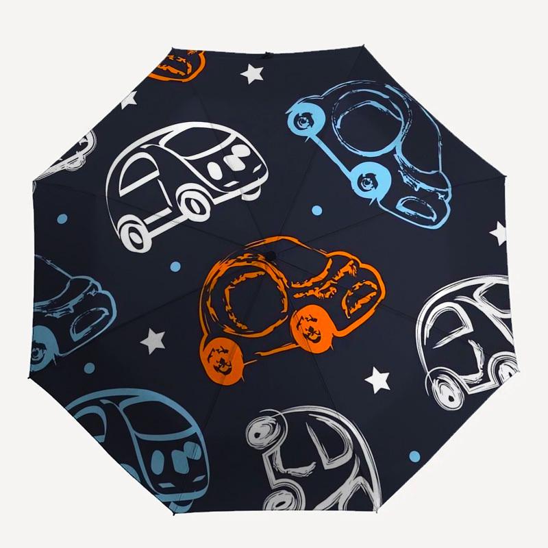 1 Stück Regenschirm mit Auto-Muster-Design und Kunststoffgriff, geeignet für alle Jahreszeiten Umbrellaptys26093