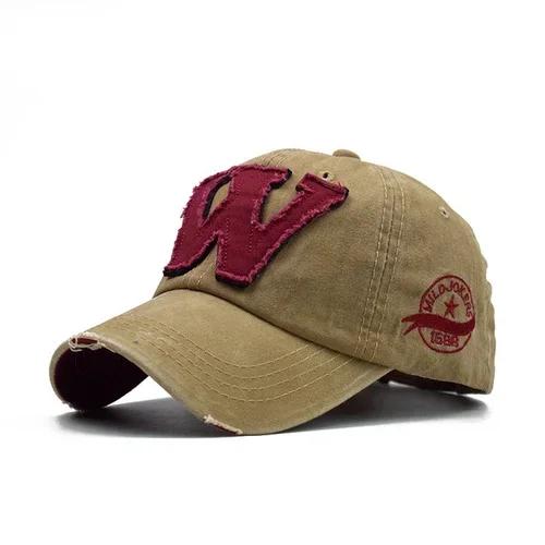 W Baseball Cap Snapback Hats Bone Casquette Hat Distresseded Wearing Fitted Hat For Men Custom Hats Embroidery Letter Print