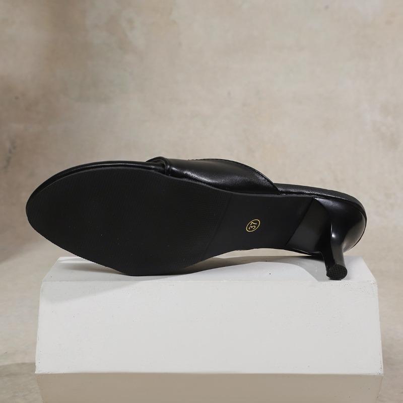 Fashion Fashion Round Toe Women Thin Heels Slippers Slides Female Flip Flops Sandals Spring Summer Ladies Heeled Slippers Shoes Pumps