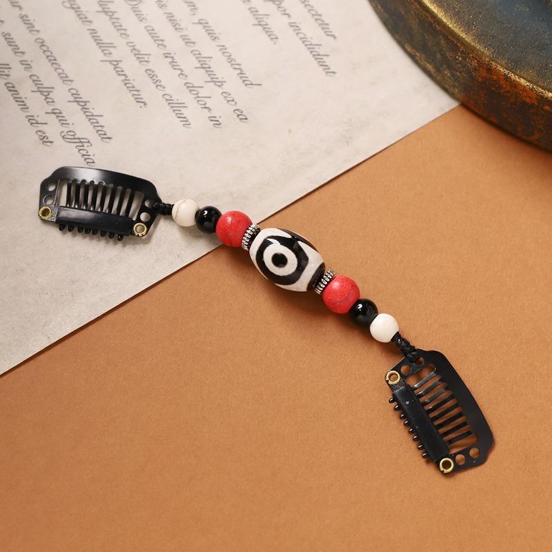 Tibetan Natural Stone Woven Hairpin Retro Personalized Niche Edge Clip Hair Accessories Tibetan Exotic Women's Headdress