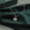 925 Sterling Silver French Simple Pavé Crystal Snowflake Clavicle Chain Necklace Women Fashion Charm Student Jewelry Accessories