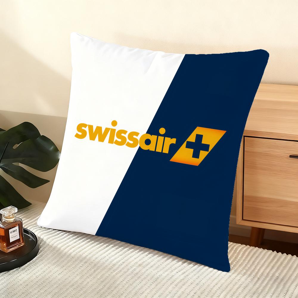 S-Swissair Cushion Cover Soft Short Plush Pillow Cover Smooth Cozy Texture Aesthetic Cushion Case Home Decor
