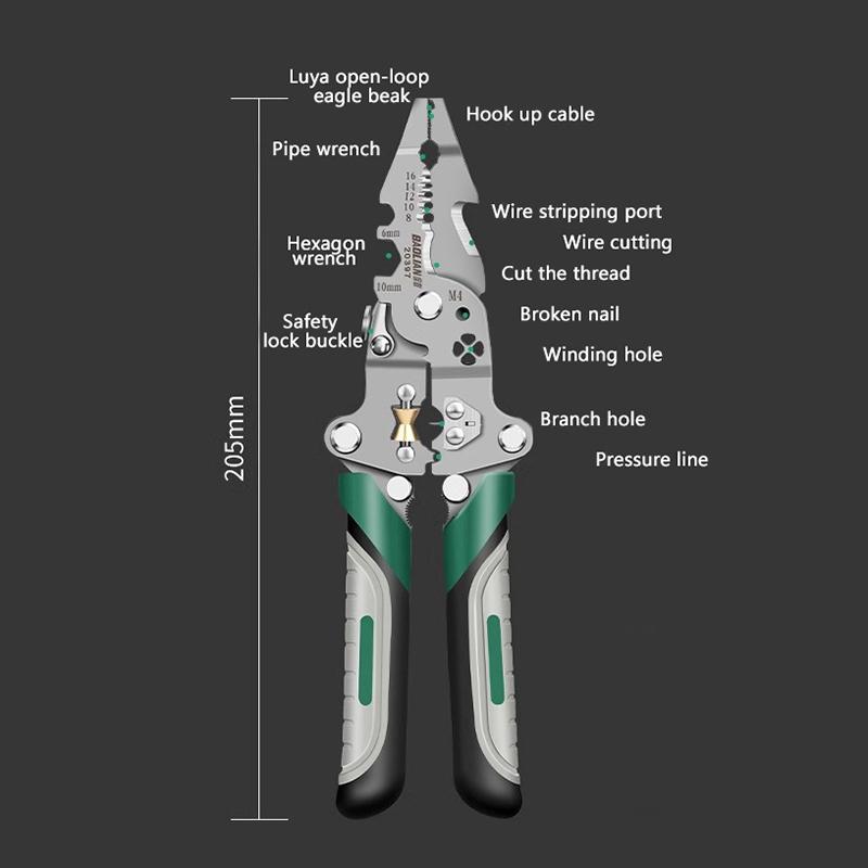 Electrician Wire Crimper Peeler Pliers Cables Stripping Multifunctional Press Plier Terminal Crimping Gross Side Cutting Tool