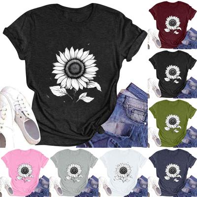 Lässiges, bedrucktes T-Shirt mit Rundhalsausschnitt und kurzen Ärmeln für Damen