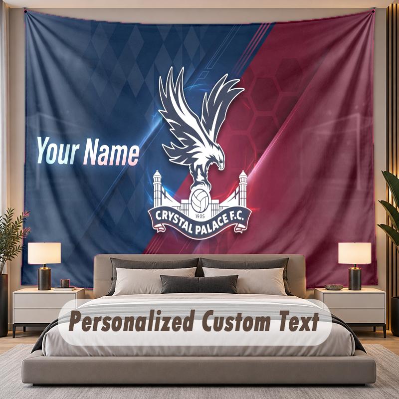 Custom Name Text Tapestry Crystal Palace Personalized Polyester Wall Tapestry For Bedroom And Room