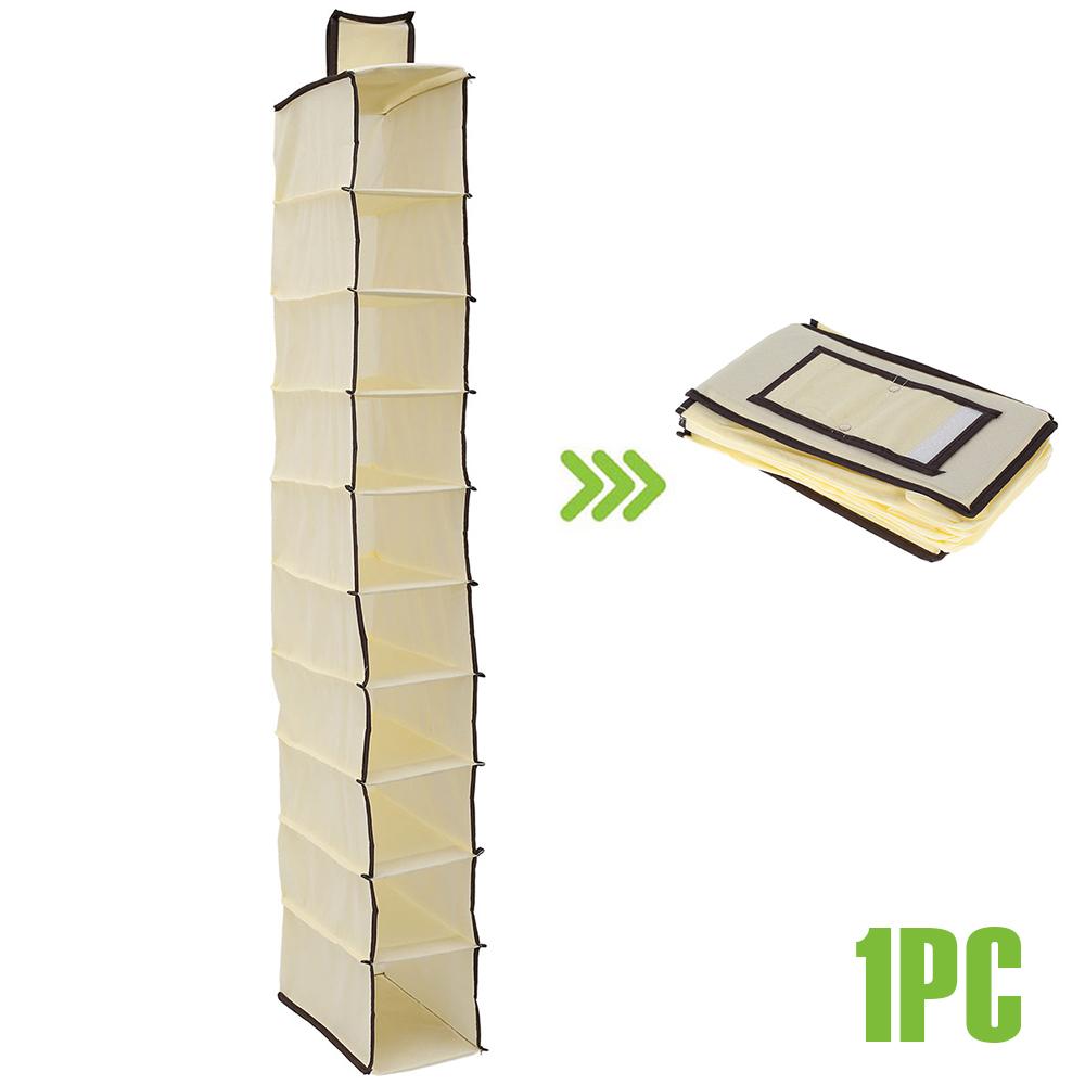 10 Layer Shoe Box Storage Hanging Bag Non-Woven Fabric Hanging Shoe Shelves Collapsible Wardrobe Storage Organizer for Shelves