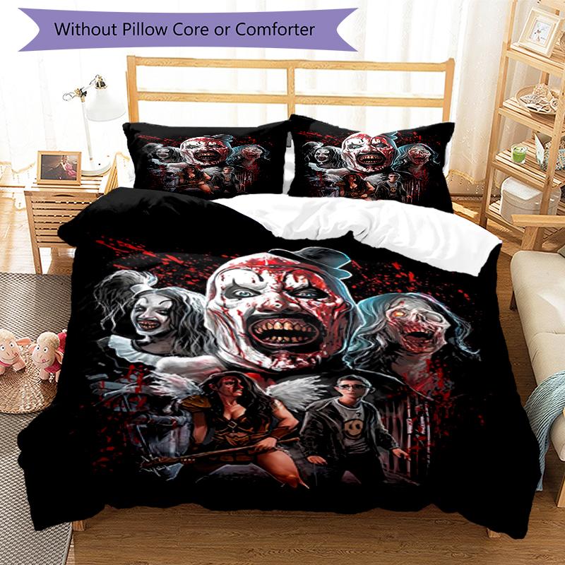 3pcs Halloween horror Bedding Set Duvet Cover Closure Includes 1 Duvet Cover & 2 Pillowcases, Soft and Comfortable for All Seasons.