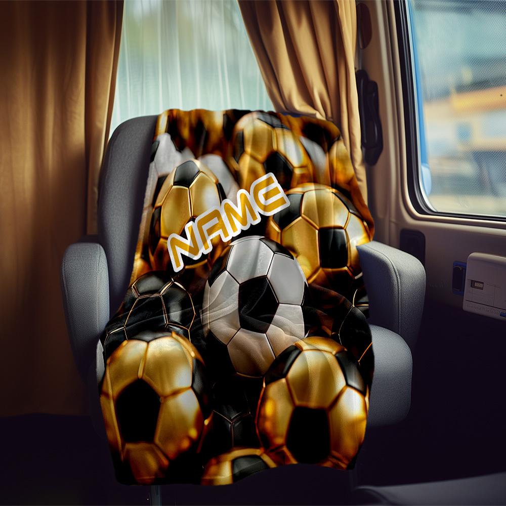 Soccer Ball Home Customize Your Name Blankets Comfortable Soft Lightweight Allseason Multipurpose Blanket For Picnics Sofas Offices Beds Living Rooms