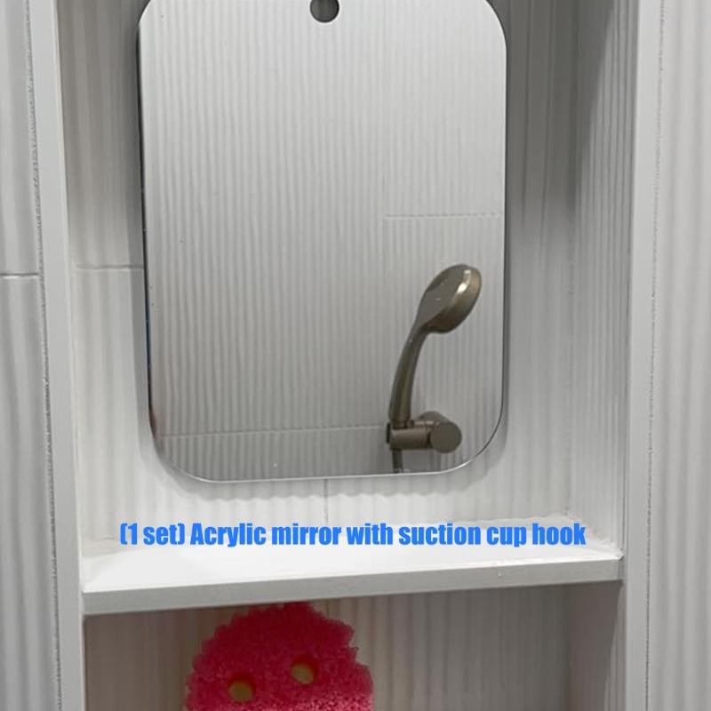 Fogless Acrylic Shaving Mirror with Suction Cup Bath Shaving Pocket Makeup Mirror for Bathroom Makeup Station