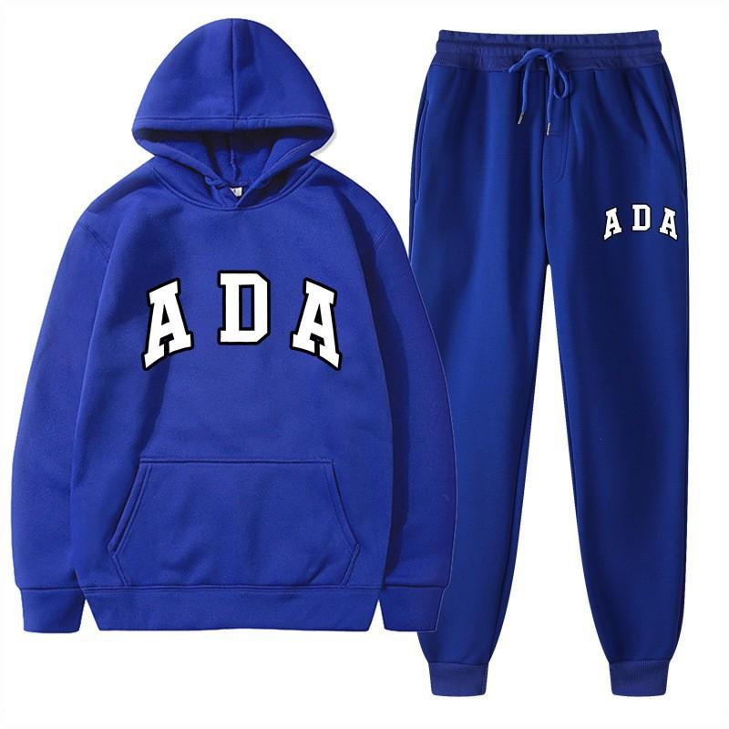European and American Hot Casual Versatile Letters Loose Hooded ADA Sweater Velvet Men's and Women's 2-piece Set