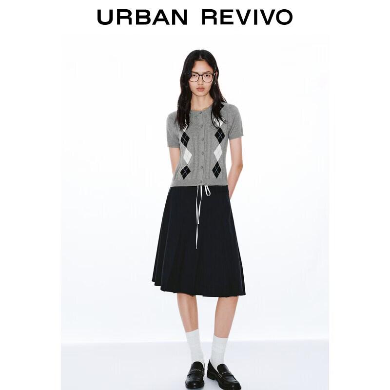 UR2026 Women s Argyle Short Sleeve Cardigan XS
