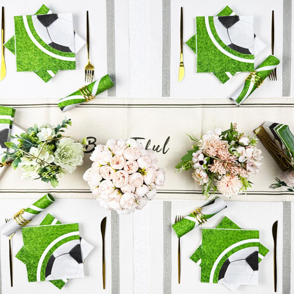 In Stock: Disposable Football Club Grass Print Party Napkins