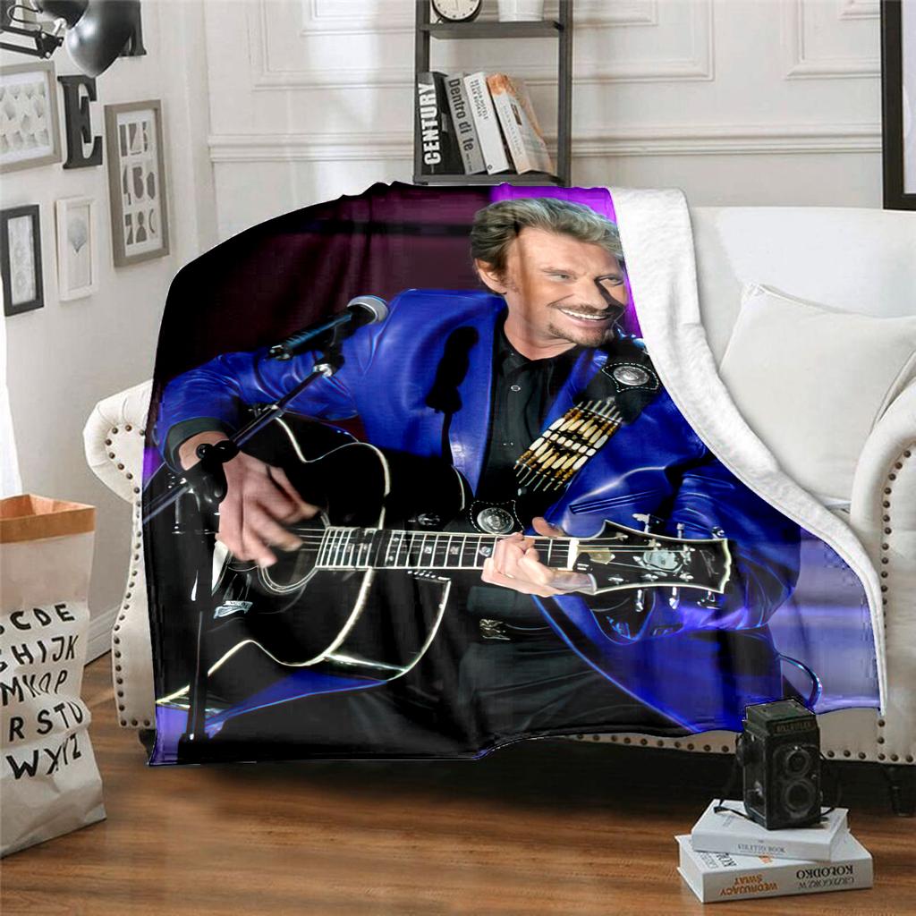 1pc Johnny Hallyday guitar performance blanket, al season lightweigh Poster blanket home office outdoor nap multifunc Poster blanketional blanket