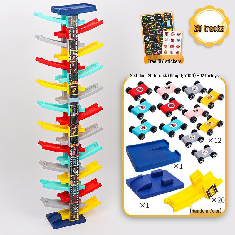 Multi-Layer Educational Inertial Gliding Track Toy Car for Kids Aged 3-6