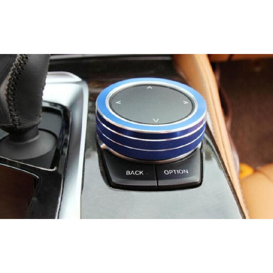 Blue Aluminum Middle Console Multimedia Knob Ring Trim For BMW 5 Series 2018-22