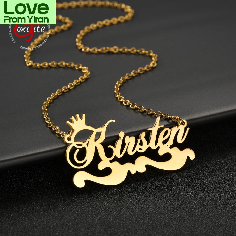 

Stainless Steel Custom Name Necklace For Women Gold Spray Name Choker Necklaces Best Jewelry Gift 50cm золотой